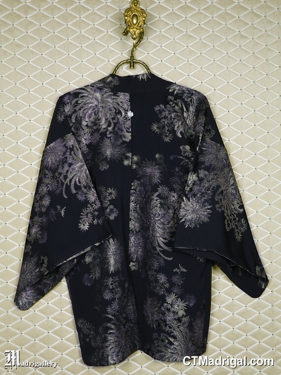 Metallic silk haori kimono jacket robe coat chrys… - image 6