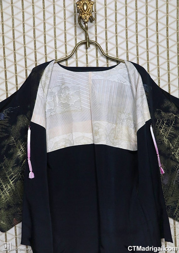 Metallic silk haori, vintage kimono jacket robe c… - image 5