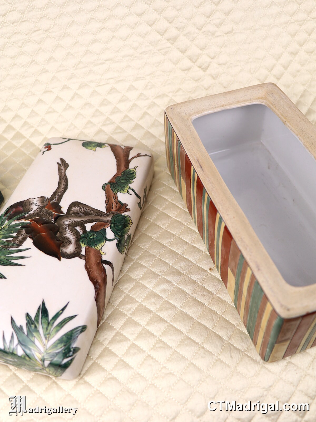 Huge Ceramic Monkey Box, Hand Glazed Painted Jewelry Trinket Casket ...