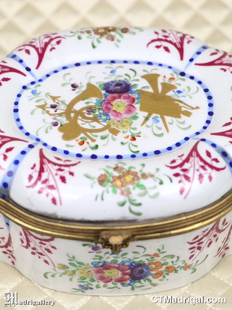 Old Hand Painted French Porcelain Jewelry Box Dresser Trinket - Etsy