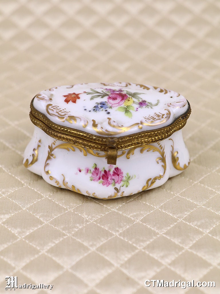 Antique French Porcelain Box Old Hand Painted Jewelry Ring - Etsy