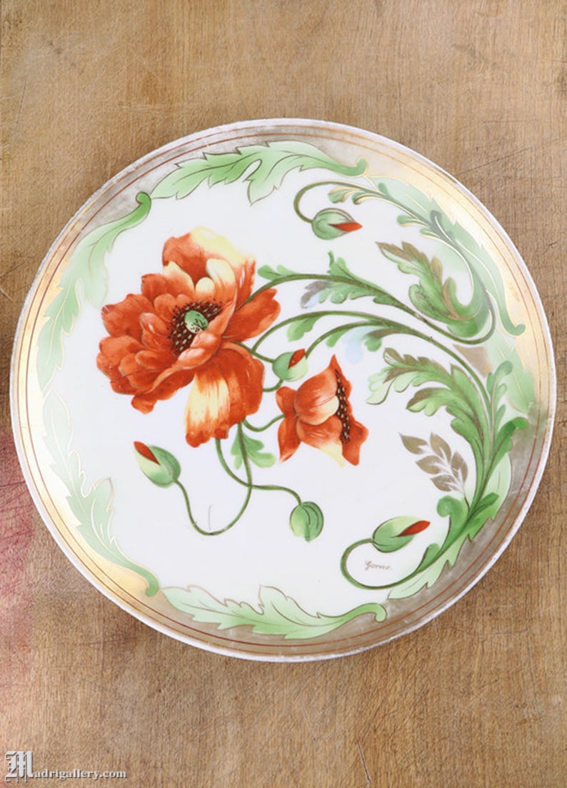 Antike Porzellan Schrank Teller Jugendstil handbemalt | Etsy