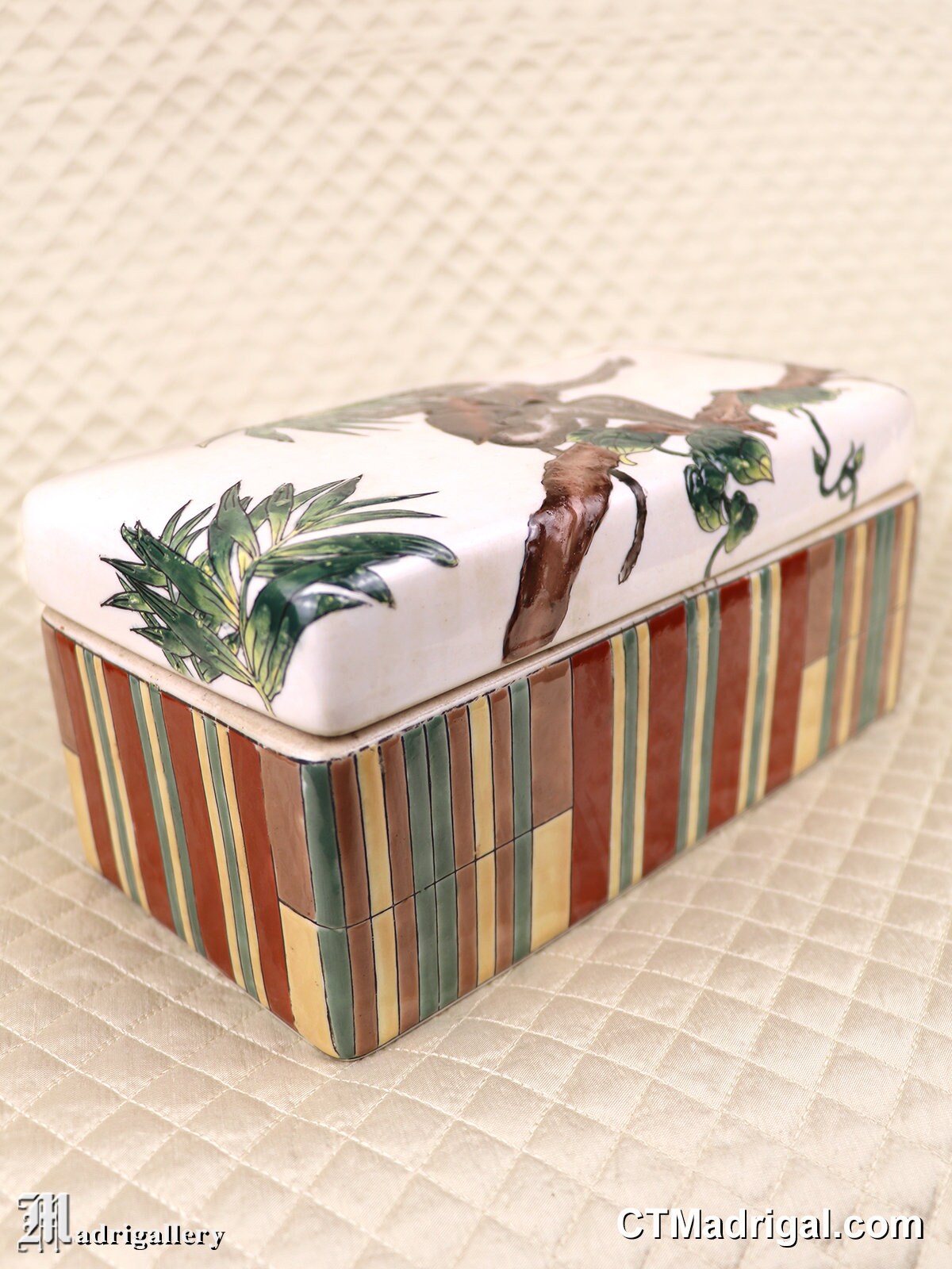 Huge Ceramic Monkey Box, Hand Glazed Painted Jewelry Trinket Casket ...