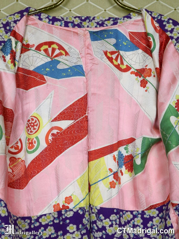 Antique silk haori, vintage kimono jacket robe co… - image 6