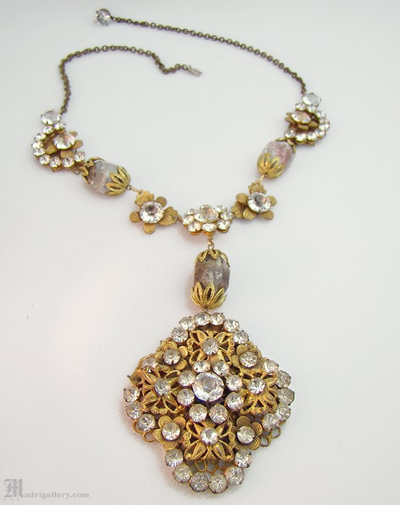 Grand antique Edwardian necklace in layered and e… - image 1