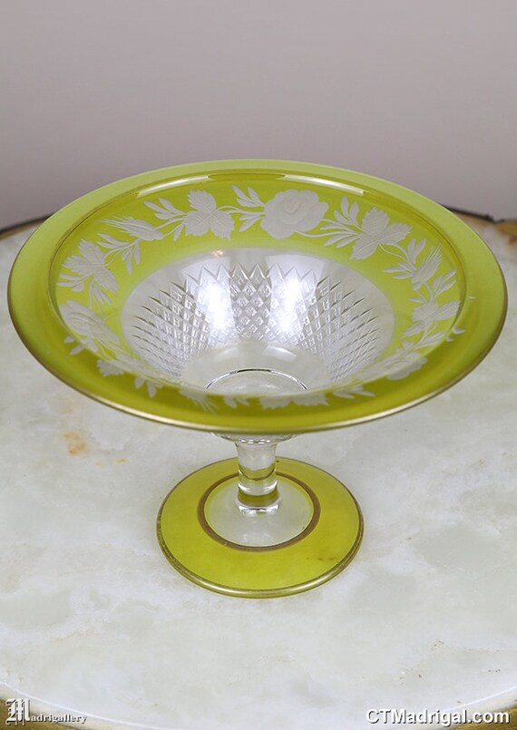 Antique Glass Compote Dish Brilliant Cut Victorian Glass Bowl | Etsy