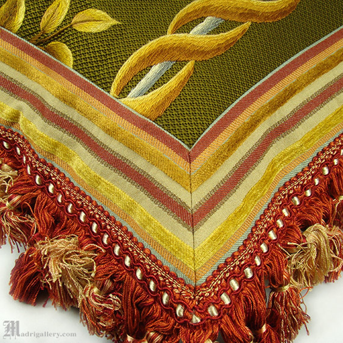 Pillow, Antique 19th Century Silk Panel Embroidered Colorful Dragon