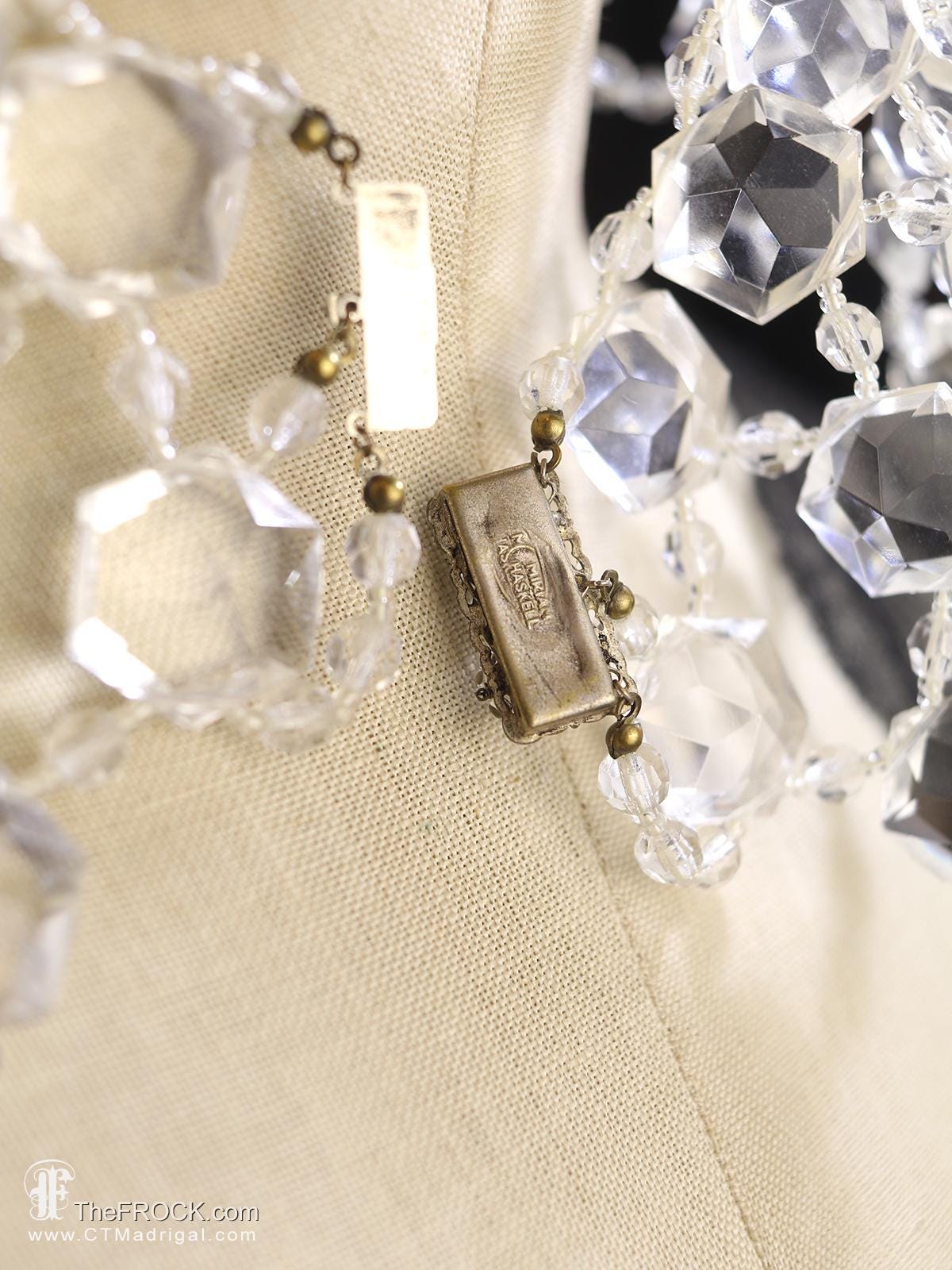 Miriam Haskell Necklace Clear Lucite Bib Crystal Glass Effect