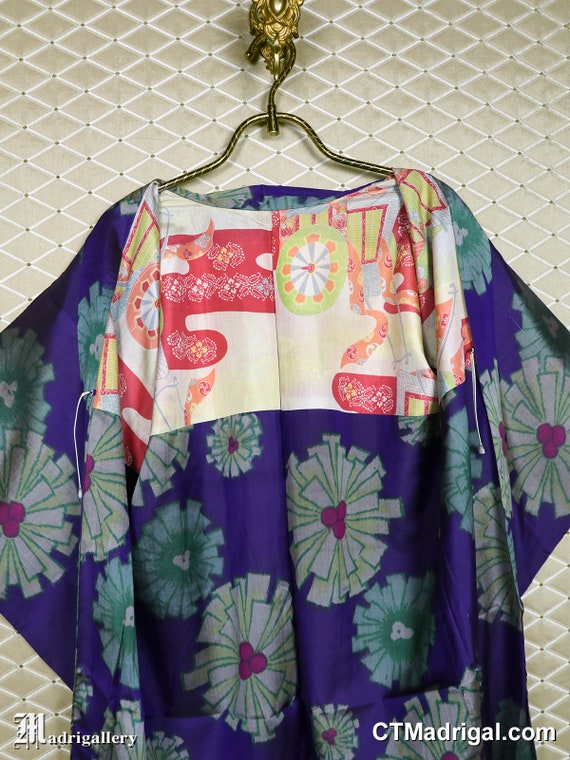 Antique silk haori, vintage kimono jacket robe co… - image 5