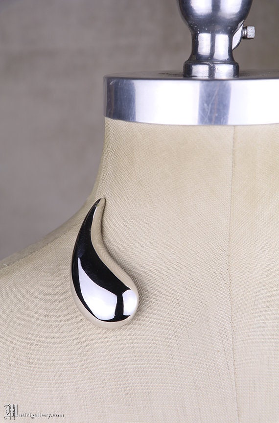 Givenchy chrome brooch, modern modernist silver to