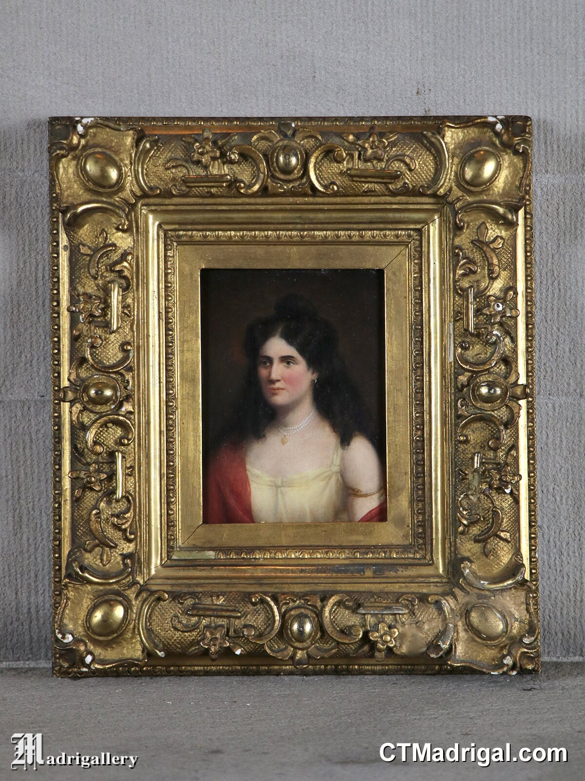 フォトフレーム Antique Painting Portrait Antique Portrait Painting Oil 19th Century Beautiful Young Woman