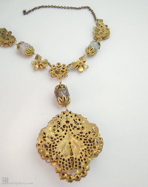 Grand antique Edwardian necklace in layered and e… - image 2