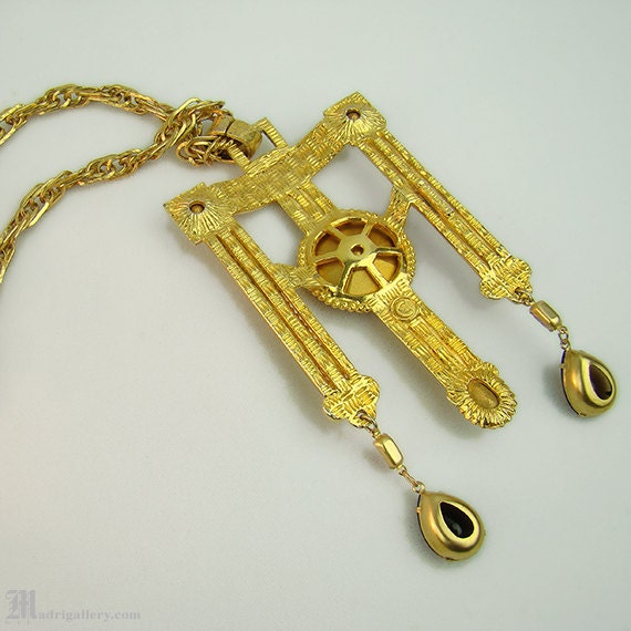 Castlecliff statement necklace, signed, faceted r… - image 3