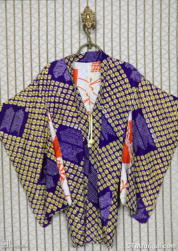 Vintage silk haori kimono jacket robe coat, abstra