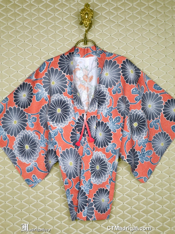 Vintage silk haori kimono jacket robe coat Japane… - image 1