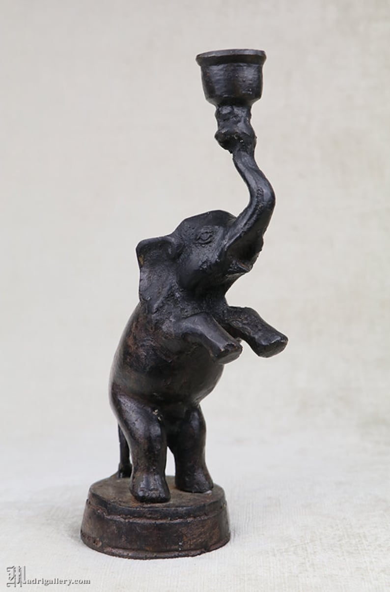 Elephant Candlestick Figural Animal Candle Stick Holder Tall Etsy