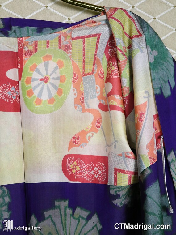 Antique silk haori, vintage kimono jacket robe co… - image 6