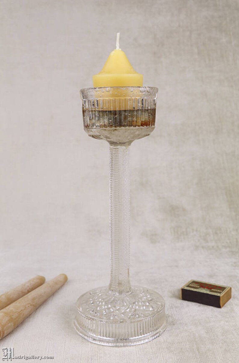 Antique EAPG Glass Candlestick, Tall Candle Stick Holder, Victorian