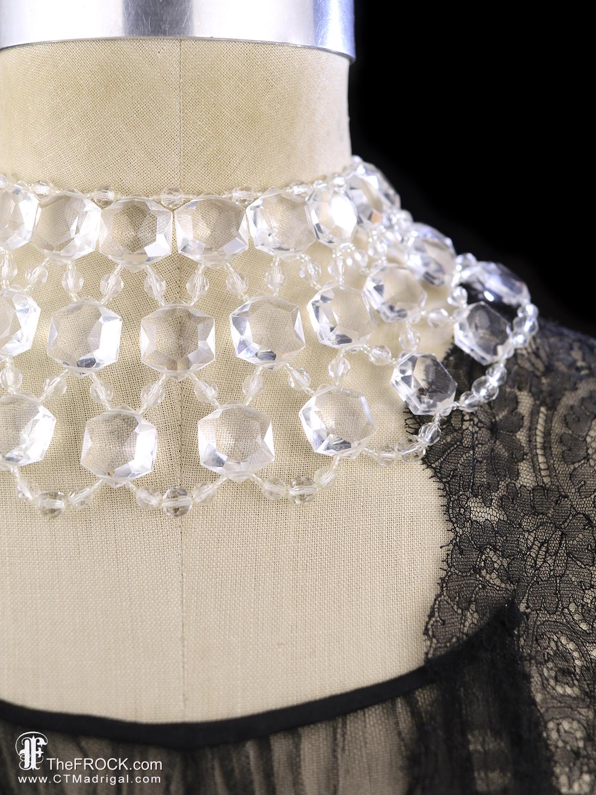 Miriam Haskell Necklace Clear Lucite Bib Crystal Glass Effect