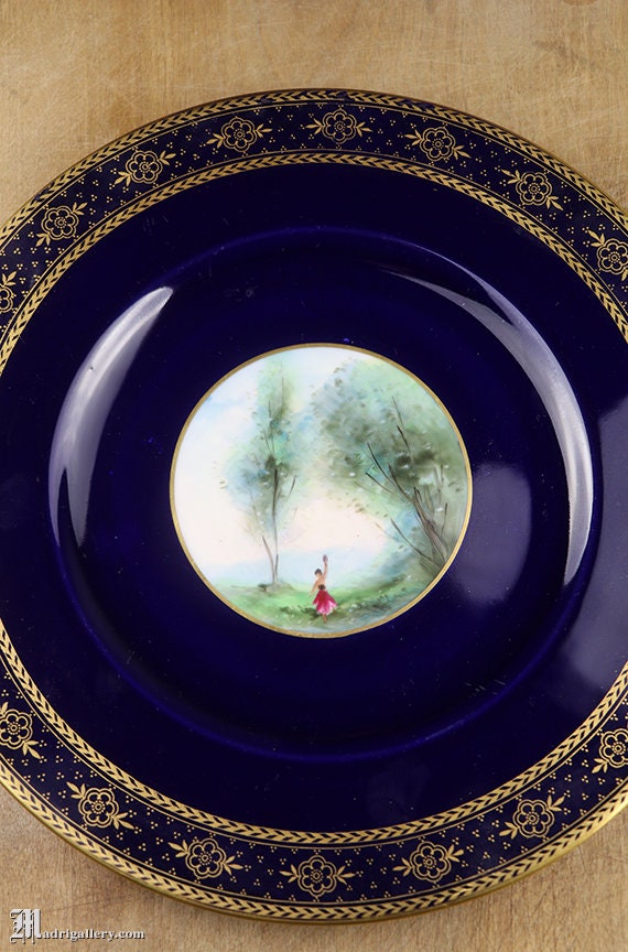 Antiguas placas de gabinete de porcelana paisajes pintados a | Etsy