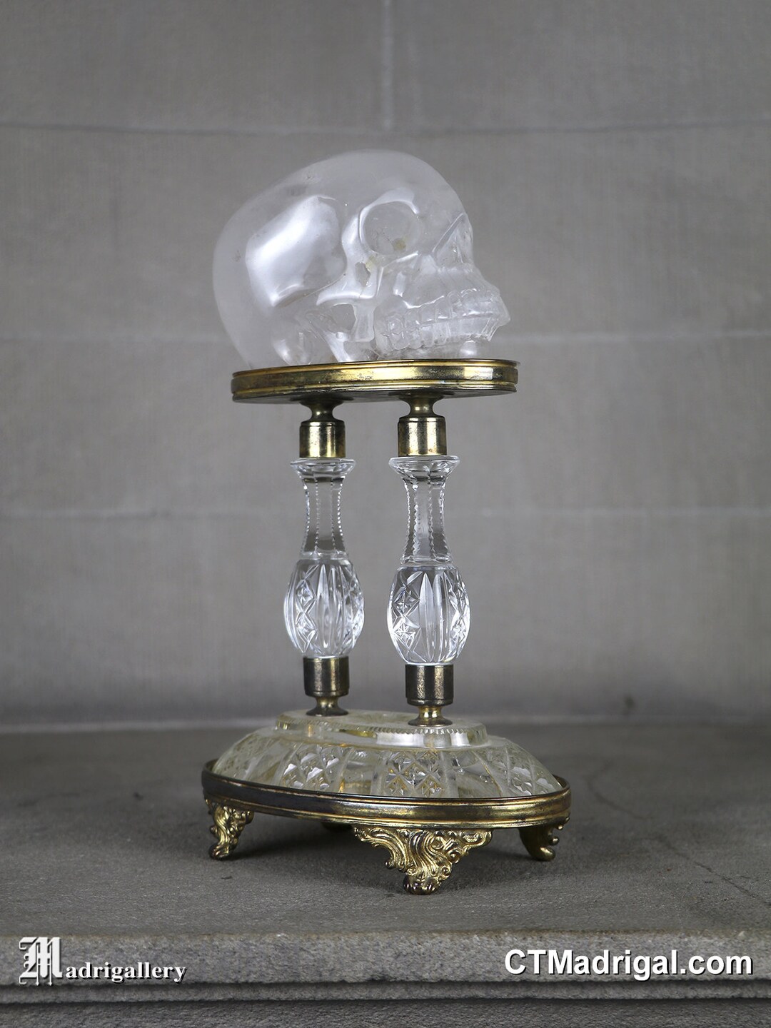 Antique 19th Century Memento Mori Quartz Crystal Carved Skull Cut Glass ...