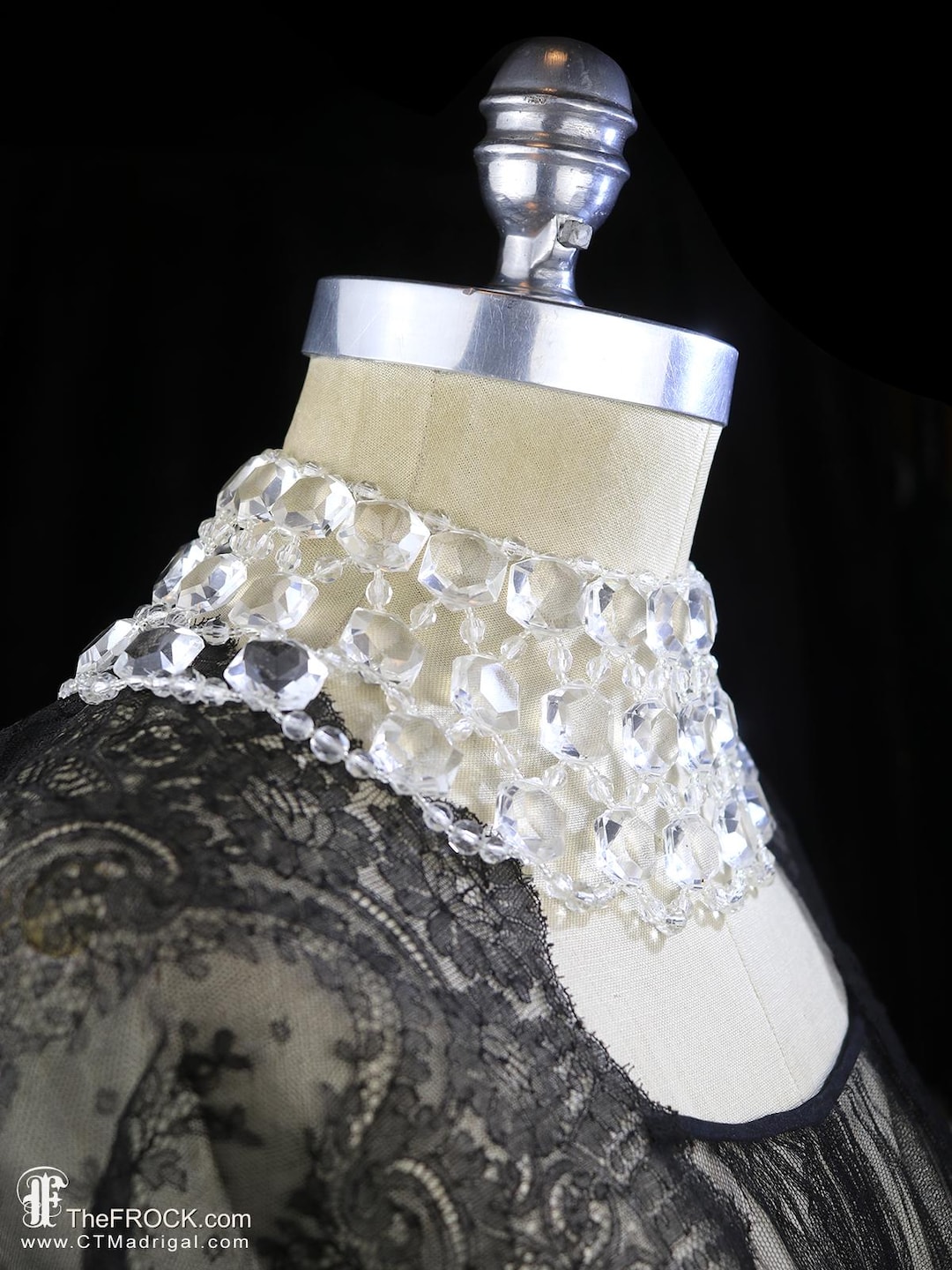 Miriam Haskell Necklace Clear Lucite Bib Crystal Glass Effect