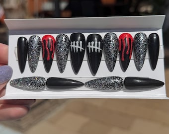 Juego de uñas de gel personalizadas con temática de Dead by Daylight (12 piezas) - Diseño de uñas de videojuegos