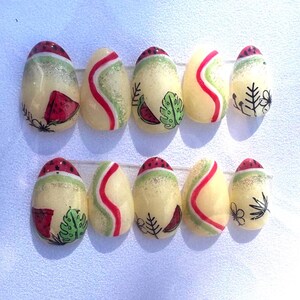 Summertime Watermelon Custom Gel Nail Set(12 Pieces) - Glue/Press on Nails