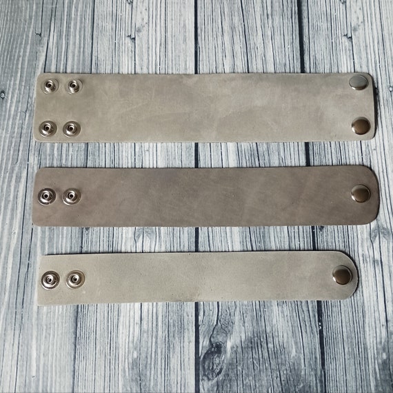 Gray Suede Leather Cuff Bracelet Blank: Adjustable Snap Bracelet