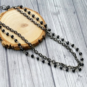 Layered gunmetal and bead necklace, chunky statement necklace