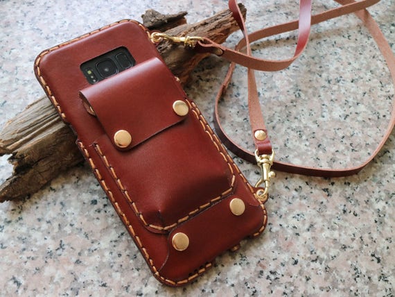 Items similar to Leather Cell Phone Case Cell Phone Pouch leather utility bag crossbody Shoulder ...