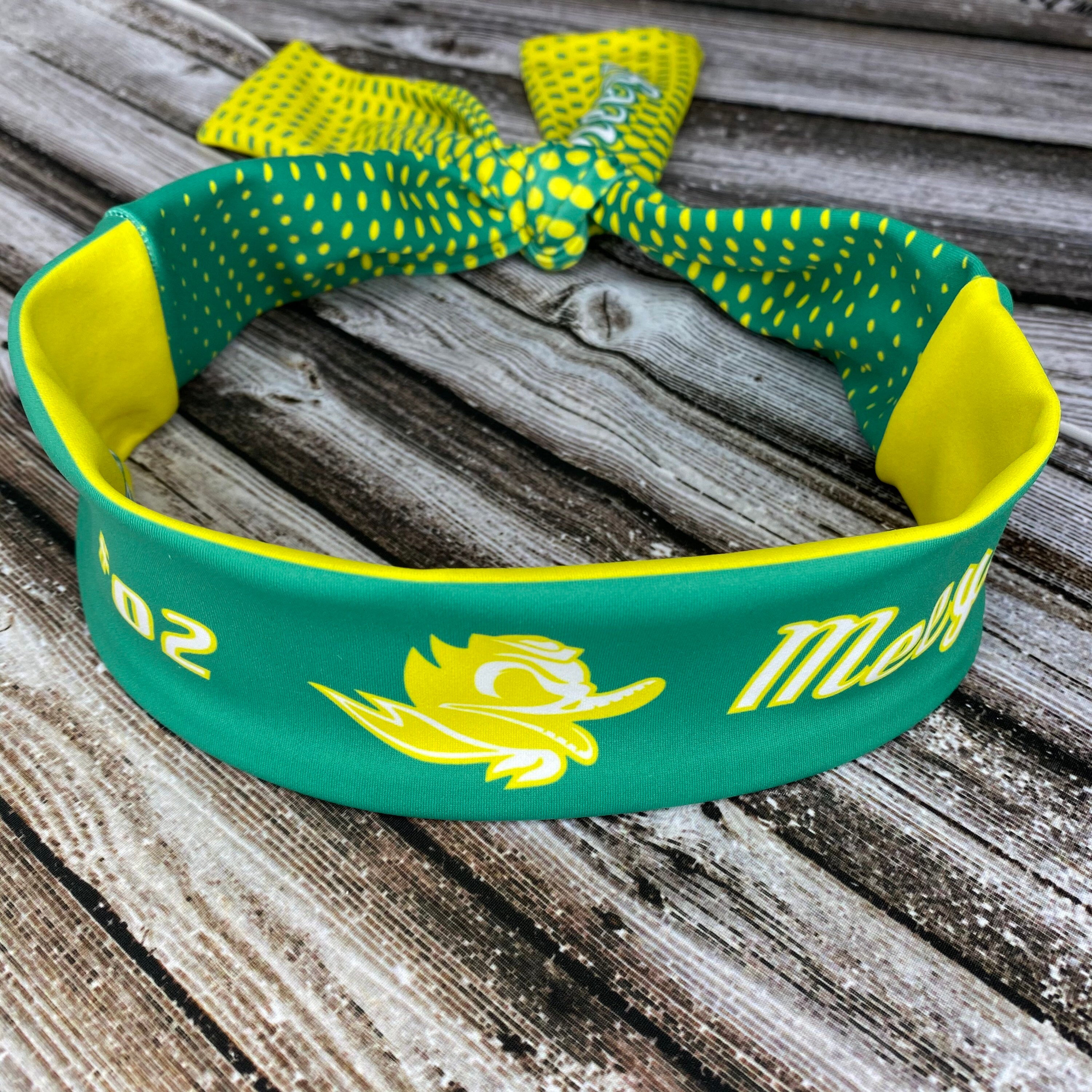 Green and Yellow Tie Back Headband Softball Headband Etsy