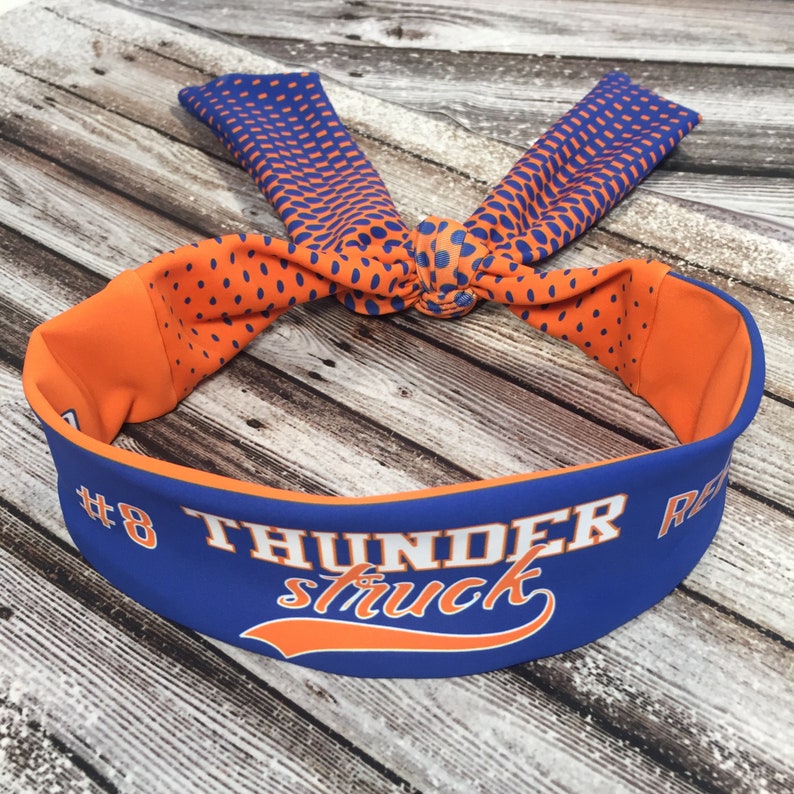 Orange Blue Tie Back Headband Softball Headband Fastpitch Etsy