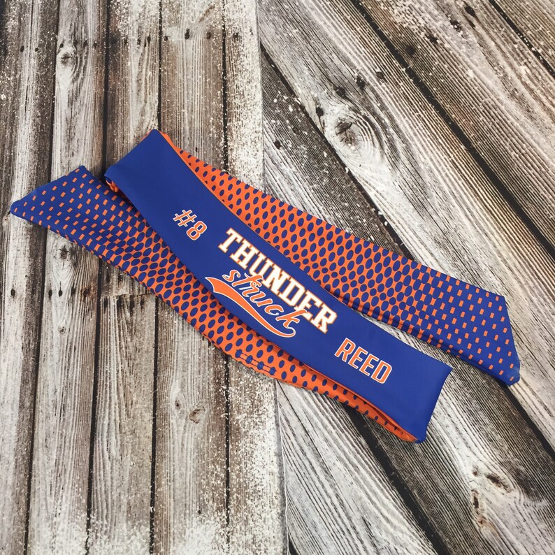 Orange Blue Tie Back Headband Softball Headband Fastpitch Etsy