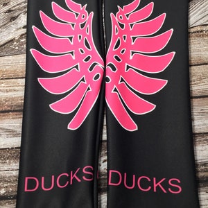 Personalize Football Team Logo Compression Sleeve Pink Splatter Sleeve Duck Wings Breast Cancer Awareness
