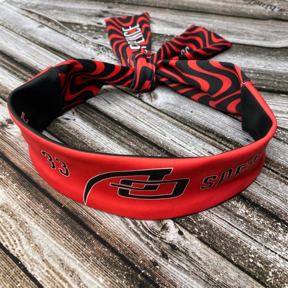 Red and Black Headband Baseball Headband All Out Baseball Etsy