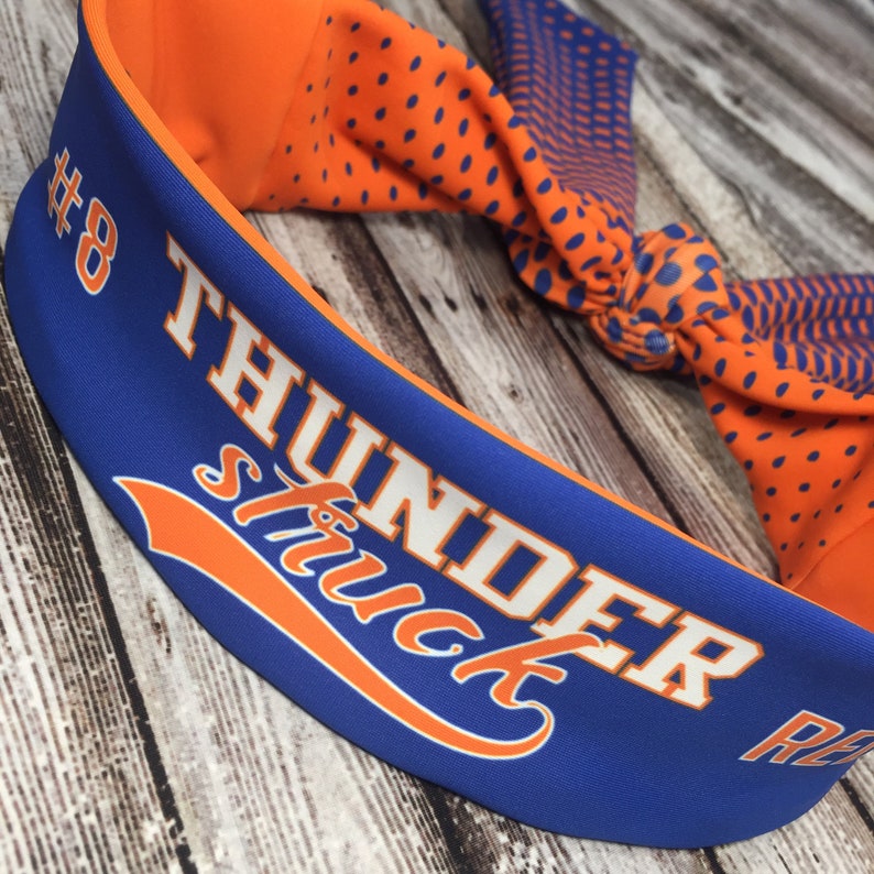 Orange Blue Tie Back Headband Softball Headband Indiana Etsy