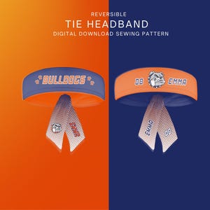 SubliSew™ Sublimation Tie Headband Pattern - PDF Sewing Pattern - Digital Download - Navy and Orange Collection