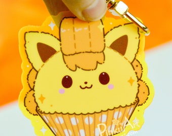 Lemon Fox Mochi TO GO - Kawaii Acrylic Anime Keychain, double sided