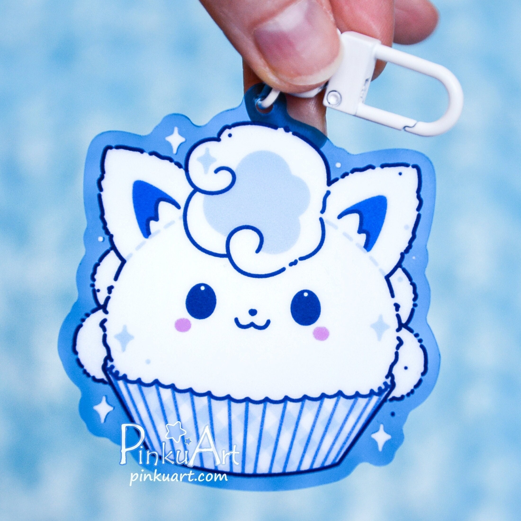 Winter Fox Mochi TO GO - Kawaii Acrylic Anime Keychain, double sided