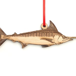 Blue Marlin Ornament - Wood Swordfish Ornament Perfect Gift For The Ultimate Angler  - Aquatic collection