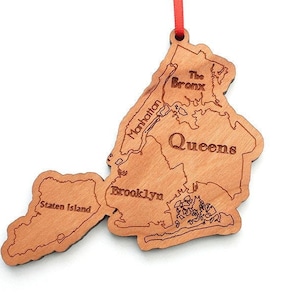 NYC New York City Boroughs Christmas Ornament - Brooklyn Queens Bronx Manhattan Staten Island Christmas Ornament Keepsake New Yorker Gift