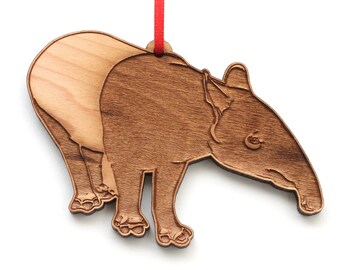 Tapir Ornament - Malaysian Tapir Maple Wood Christmas Ornament - Animal Collection - Nestled Pines Original Design