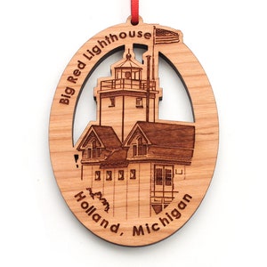 Big Red Lighthouse Ornament - Holland, Michigan Holland Harbor Lighthouse Ornament - Lake Macatawa Lake Michigan Lighthouse