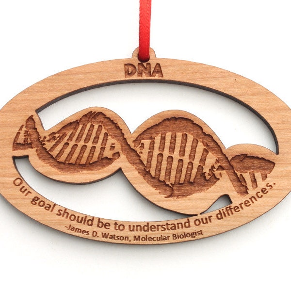 DNA Bio-Science Ornament - Biology gift for Molecular Biologist Major or Professor Gift for Teacher - Quote by James D. Watson - NPW