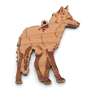 Red Fox Ornament - Standing Red Fox Wood Christmas Ornament - Black Cherry wood - Critter Collection
