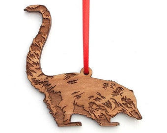 Ring-Tailed Coatimundi - Adorable Ring-Tailed Coati Wood Ornament