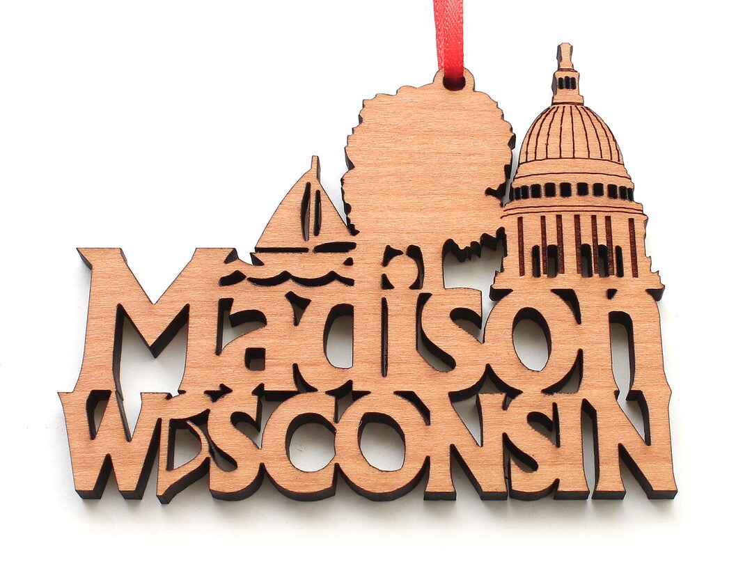 Madison Wisconsin Icons Ornament Capitol Lakes Trees Etsy