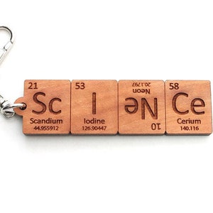 Science Periodic Table Element Keychain - Geeky Gift For Science Nerd Wood Keychain