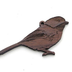 Chickadee Ornament - Realistic Wooden Carved Chickadee Christmas Ornament - Black Walnut Wood - Bird Collection